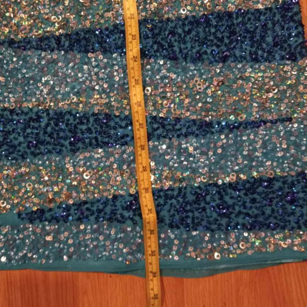 Adrianna Papell Blue Sequin Dress Size 4P - Picture 4 of 6